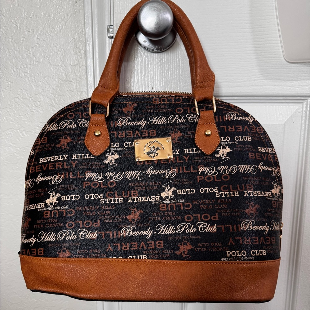 Beverly Hills Polo Club Black and Tan Dome Satchel